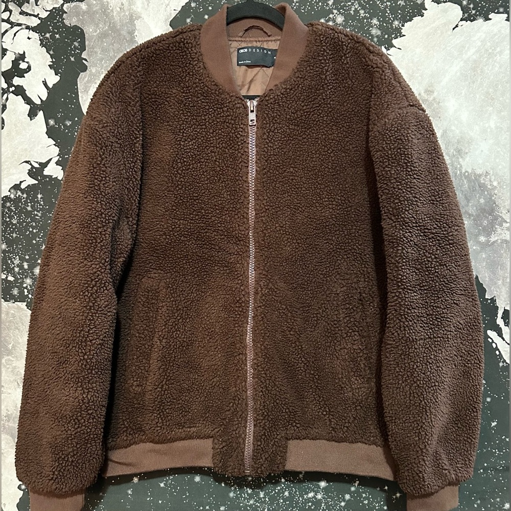 Asos Design Extreme Oversized Borg Bomber Jacket